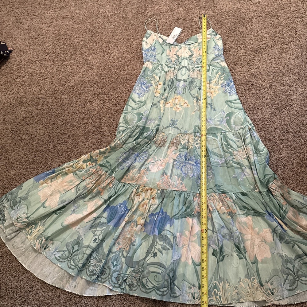 Camilla Mint Green Floral Maxi Dress with Blue and Cream Details - Picture 13 of 14
